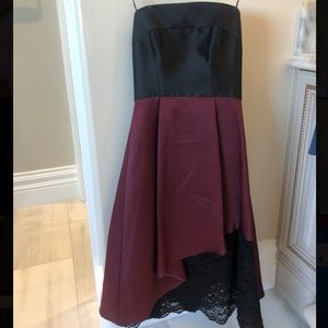 ABS Allen Schwartz maroon & black lace dress